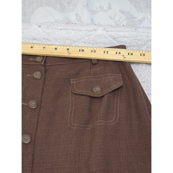 Gianna Italy Brown Maxi Skirt‎ Button Front High Waist A-Line Viscose Vintage - Picture 7 of 13